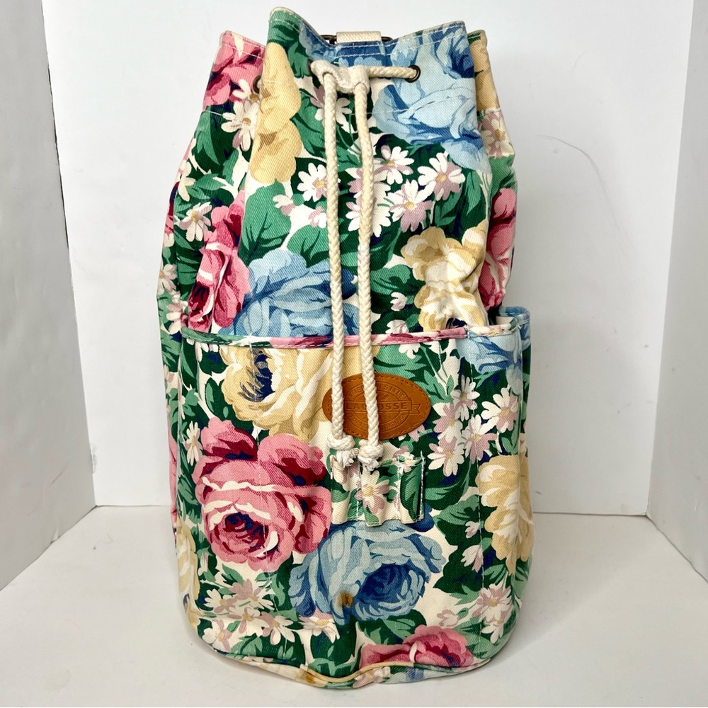 Vintage LaCrosse American Style Sports and Tradition  Floral Canvas Tote Bag